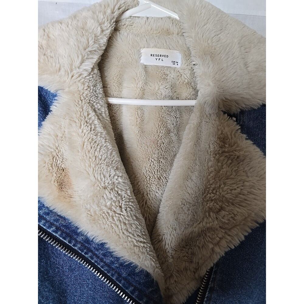 Reserved YFL Denim And Faux Fur Lined Jacket Eur 34 UK 6 US Small great Cond. - Picture 2 of 8
